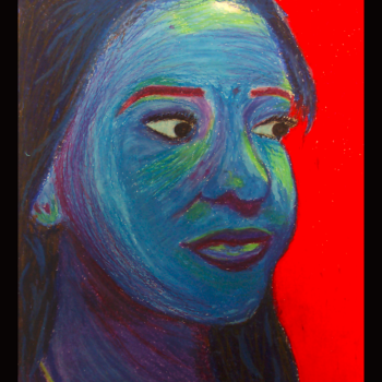 Jade Krimmer, oil pastel, self-portrait